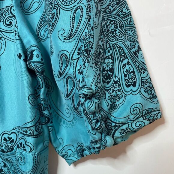 5 for $25🔥Juicy Couture Teal Paisley Half Button Front Dress Size 4 - Picture 7 of 8